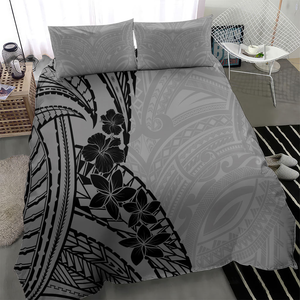Black Gray Polynesia Tropical Flowers Bedding Set LT14 - Polynesian Pride