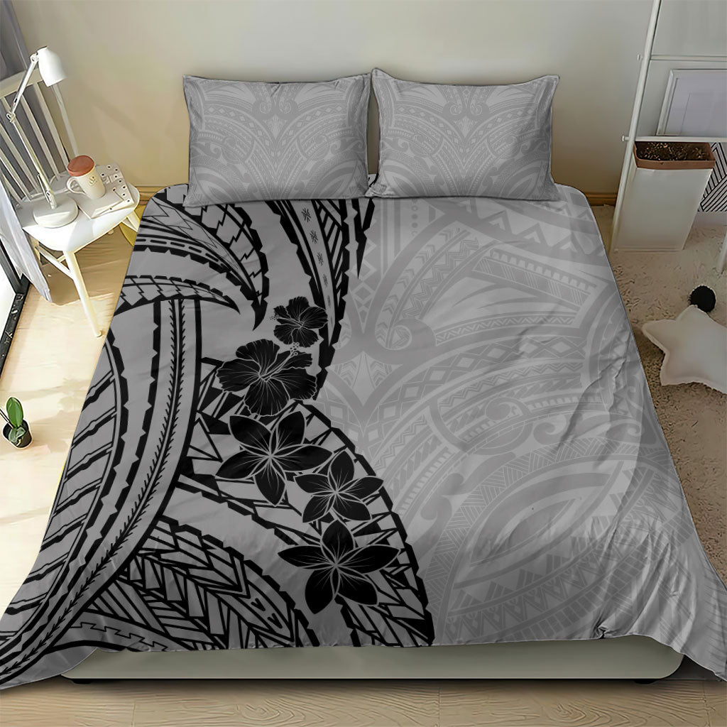 Black Gray Polynesia Tropical Flowers Bedding Set LT14 - Polynesian Pride