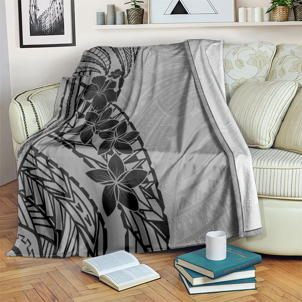 Black Gray Polynesia Tropical Flowers Blanket LT14 Gray - Polynesian Pride