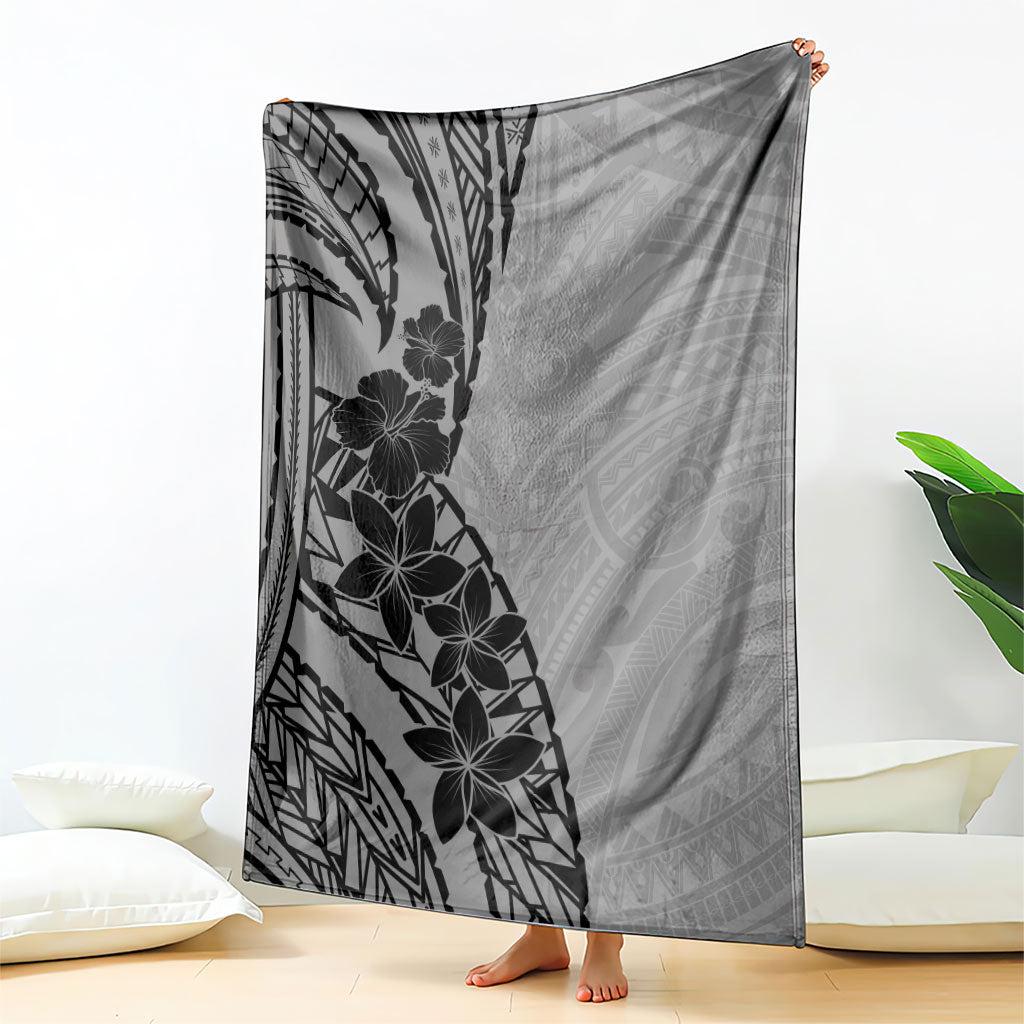 Black Gray Polynesia Tropical Flowers Blanket LT14 - Polynesian Pride