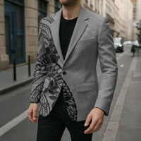 Black Gray Polynesia Tropical Flowers Blazer LT14 - Polynesian Pride
