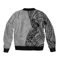 Black Gray Polynesia Tropical Flowers Bomber Jacket LT14 - Polynesian Pride