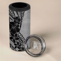 Black Gray Polynesia Tropical Flowers 4 in 1 Can Cooler Tumbler LT14 - Polynesian Pride