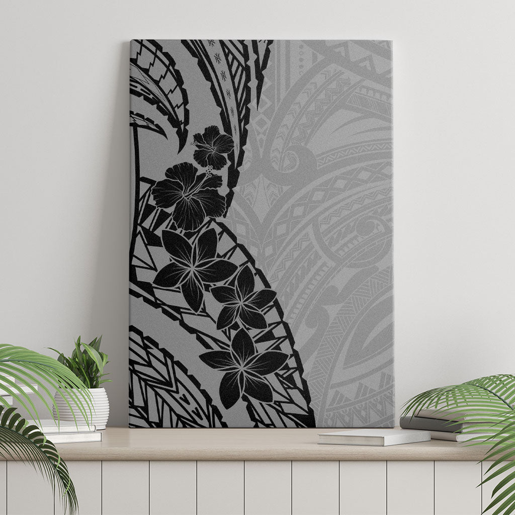 Black Gray Polynesia Tropical Flowers Canvas Wall Art LT14 - Polynesian Pride