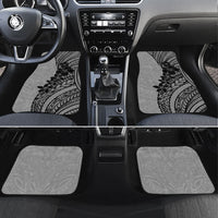 Black Gray Polynesia Tropical Flowers Car Mats
