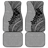 Black Gray Polynesia Tropical Flowers Car Mats