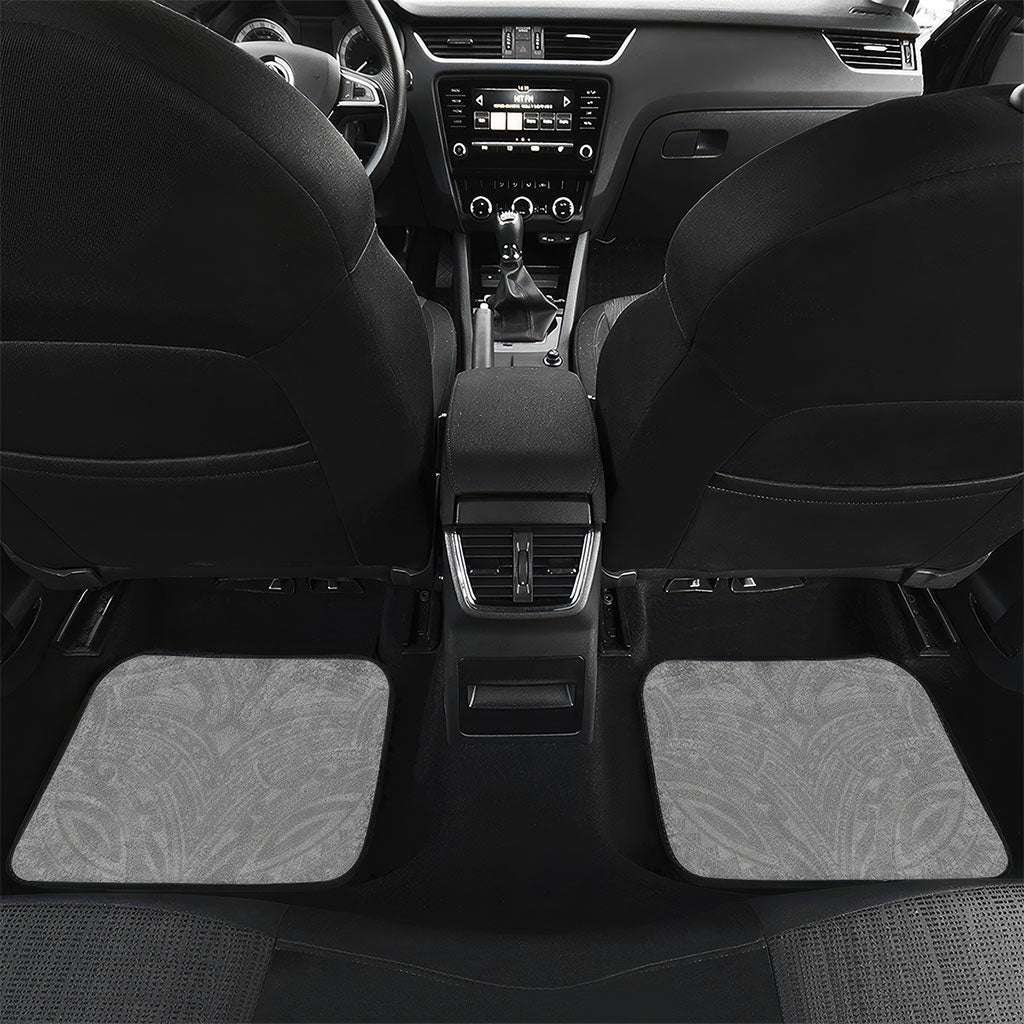 Black Gray Polynesia Tropical Flowers Car Mats