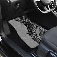 Black Gray Polynesia Tropical Flowers Car Mats