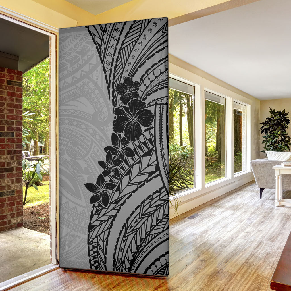 Black Gray Polynesia Tropical Flowers Door Cover LT14 - Polynesian Pride