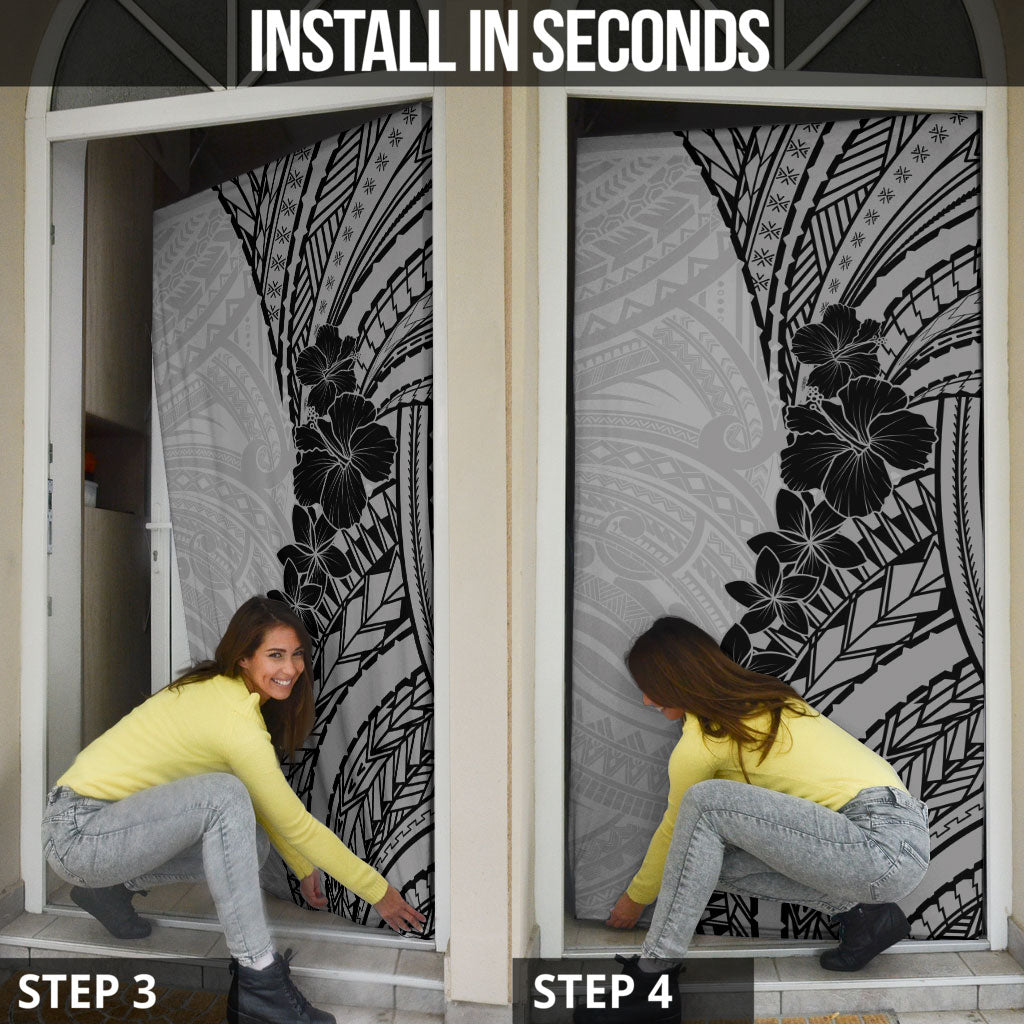Black Gray Polynesia Tropical Flowers Door Cover LT14 - Polynesian Pride