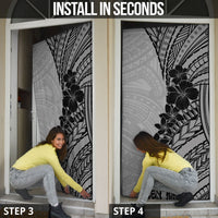 Black Gray Polynesia Tropical Flowers Door Cover LT14 - Polynesian Pride