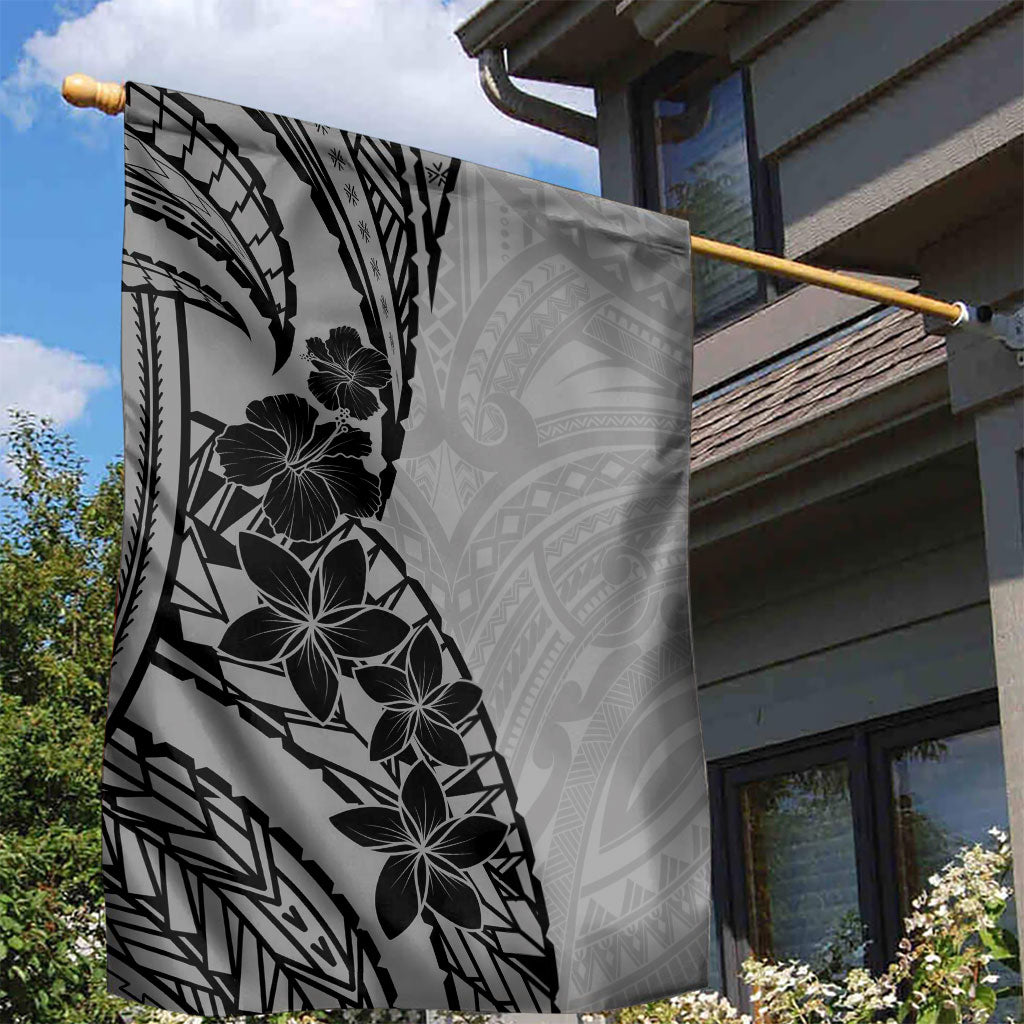 Black Gray Polynesia Tropical Flowers Garden Flag LT14 - Polynesian Pride