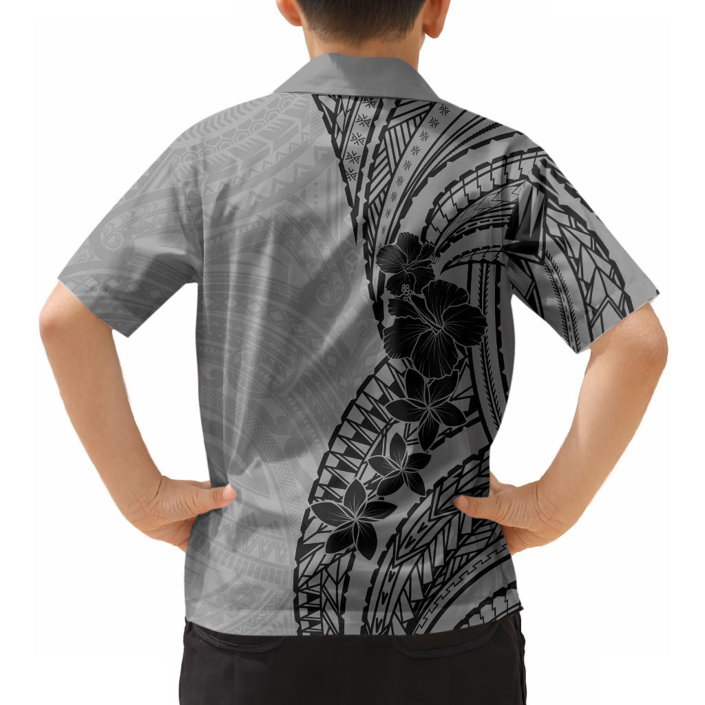Black Gray Polynesia Tropical Flowers Hawaiian Shirt LT14 - Polynesian Pride