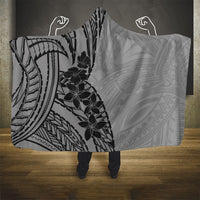 Black Gray Polynesia Tropical Flowers Hooded Blanket LT14 - Polynesian Pride