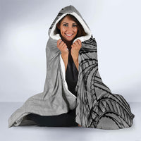 Black Gray Polynesia Tropical Flowers Hooded Blanket LT14 - Polynesian Pride
