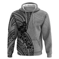 Black Gray Polynesia Tropical Flowers Hoodie LT14 Pullover Hoodie Gray - Polynesian Pride