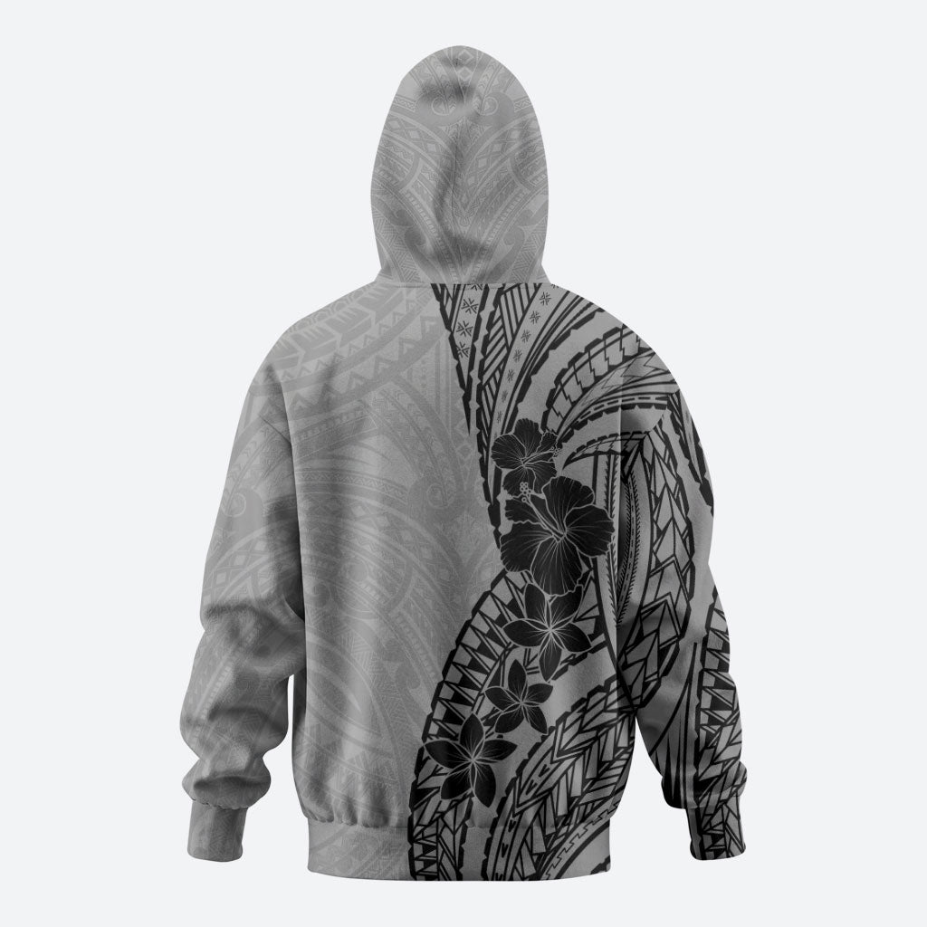 Black Gray Polynesia Tropical Flowers Hoodie LT14 - Polynesian Pride