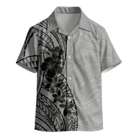 Black Gray Polynesia Tropical Flowers Kid Hawaiian Shirt