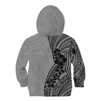 Black Gray Polynesia Tropical Flowers Kid Hoodie