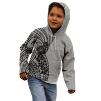 Black Gray Polynesia Tropical Flowers Kid Hoodie