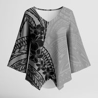 Black Gray Polynesia Tropical Flowers Kimono Sleeve Blouse LT14 Female Gray - Polynesian Pride
