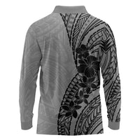 Black Gray Polynesia Tropical Flowers Long Sleeve Polo Shirt LT14 - Polynesian Pride