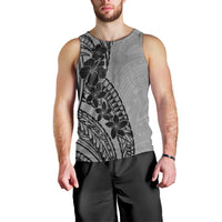 Black Gray Polynesia Tropical Flowers Men Tank Top LT14 - Polynesian Pride
