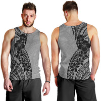 Black Gray Polynesia Tropical Flowers Men Tank Top LT14 - Polynesian Pride