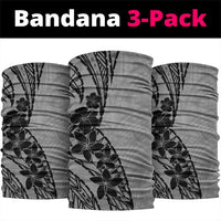 Black Gray Polynesia Tropical Flowers Neck Gaiter