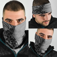 Black Gray Polynesia Tropical Flowers Neck Gaiter