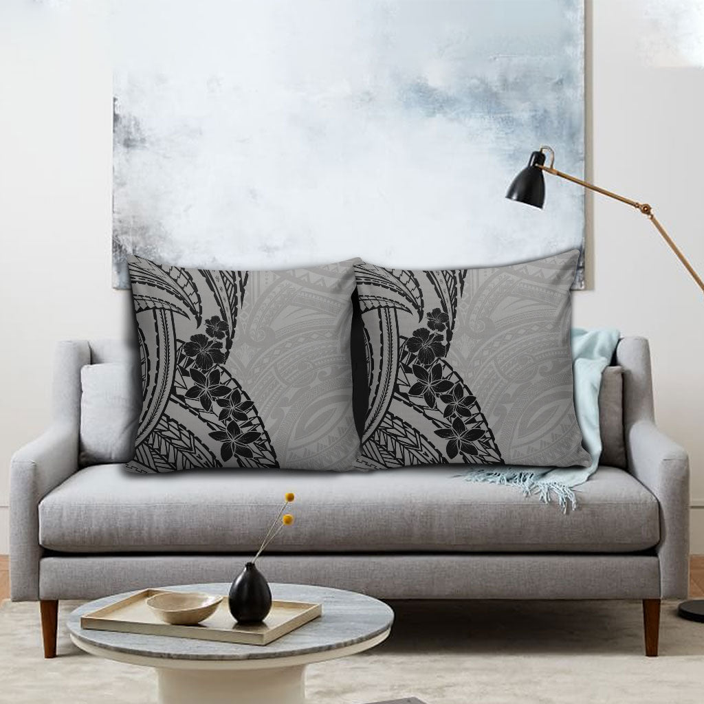 Black Gray Polynesia Tropical Flowers Pillow Cover LT14 - Polynesian Pride