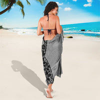 Black Gray Polynesia Tropical Flowers Sarong