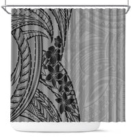 Black Gray Polynesia Tropical Flowers Shower Curtain LT14 Gray - Polynesian Pride