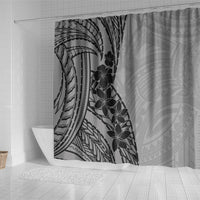 Black Gray Polynesia Tropical Flowers Shower Curtain LT14 - Polynesian Pride