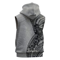 Black Gray Polynesia Tropical Flowers Sleeveless Zip Hoodie LT14 - Polynesian Pride