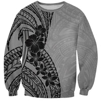 Black Gray Polynesia Tropical Flowers Sweatshirt