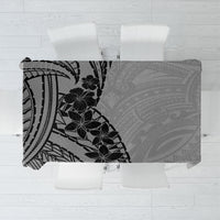 Black Gray Polynesia Tropical Flowers Tablecloth