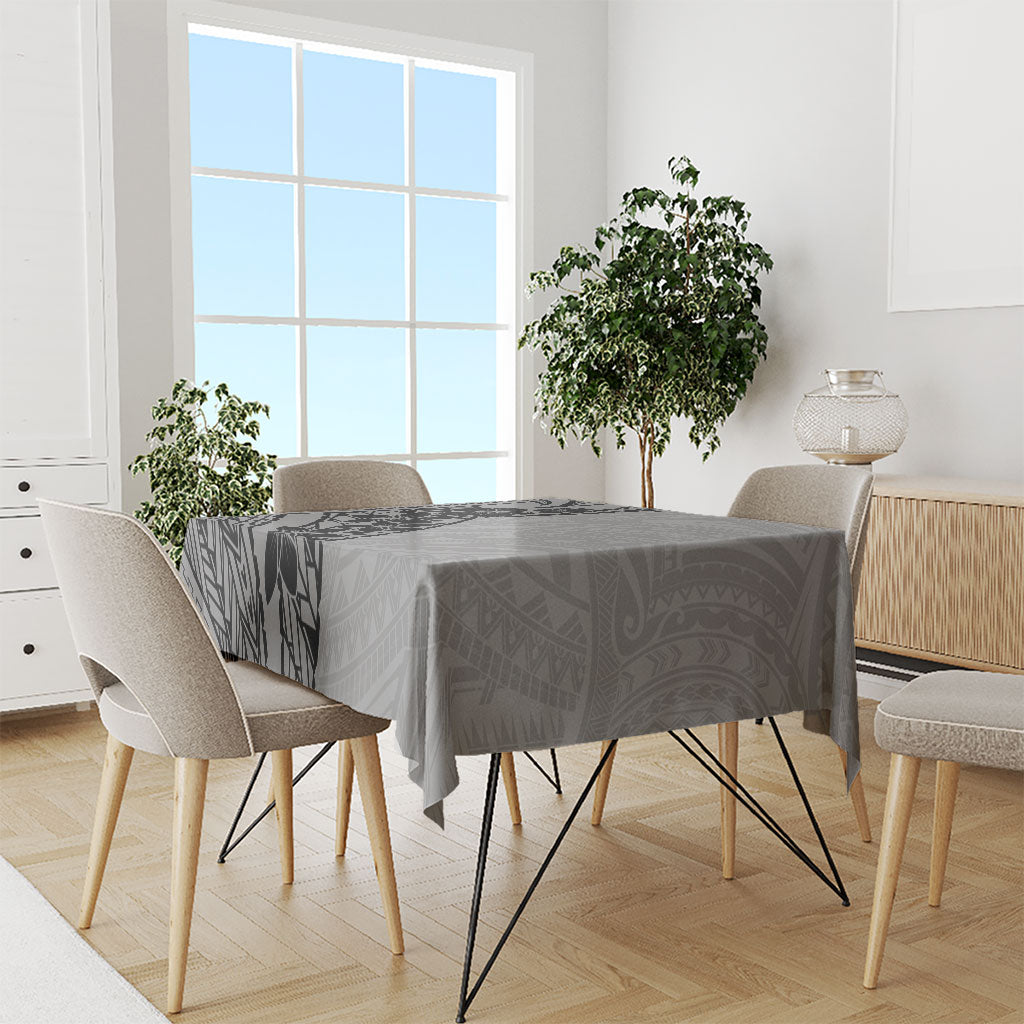Black Gray Polynesia Tropical Flowers Tablecloth
