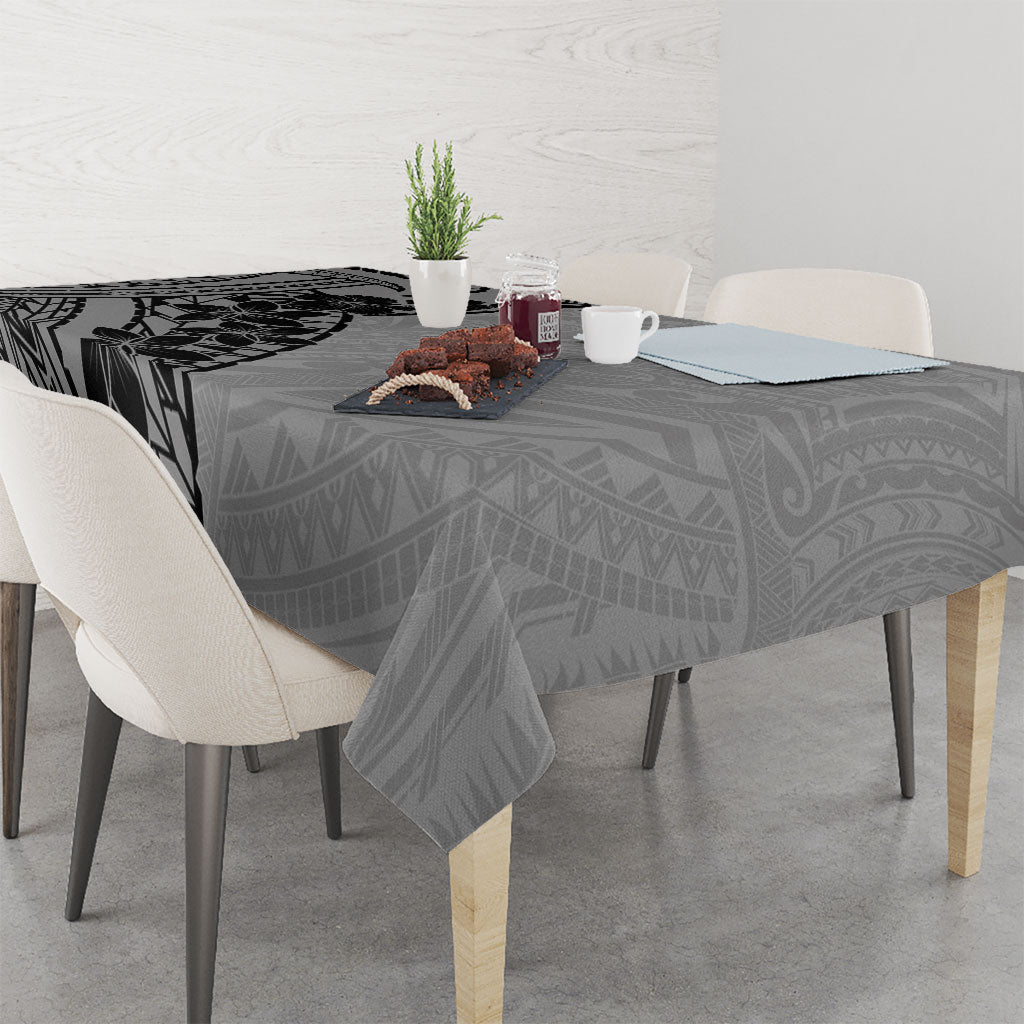 Black Gray Polynesia Tropical Flowers Tablecloth