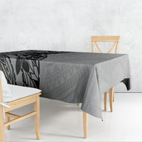 Black Gray Polynesia Tropical Flowers Tablecloth