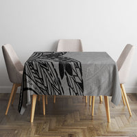 Black Gray Polynesia Tropical Flowers Tablecloth
