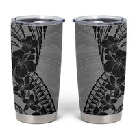 Black Gray Polynesia Tropical Flowers Tumbler Cup LT14 Gray - Polynesian Pride
