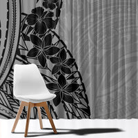 Black Gray Polynesia Tropical Flowers Window Curtain LT14 - Polynesian Pride