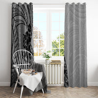 Black Gray Polynesia Tropical Flowers Window Curtain LT14 - Polynesian Pride