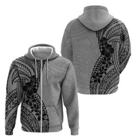 Black Gray Polynesia Tropical Flowers Zip Hoodie LT14 - Polynesian Pride
