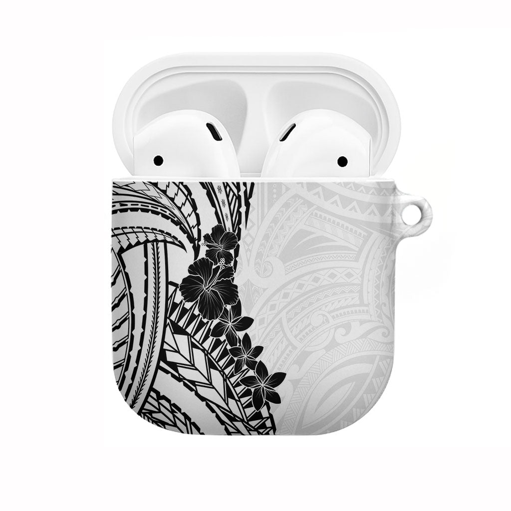 Black White Polynesia Tropical Flowers AirPods Case LT14 White - Polynesian Pride