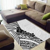 Black White Polynesia Tropical Flowers Area Rug LT14 - Polynesian Pride