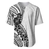Black White Polynesia Tropical Flowers Baseball Jersey