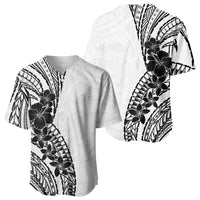 Black White Polynesia Tropical Flowers Baseball Jersey