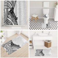 Black White Polynesia Tropical Flowers Bathroom Set